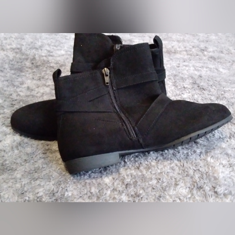 Black Faux Suede Ankle Boots Sz. 10